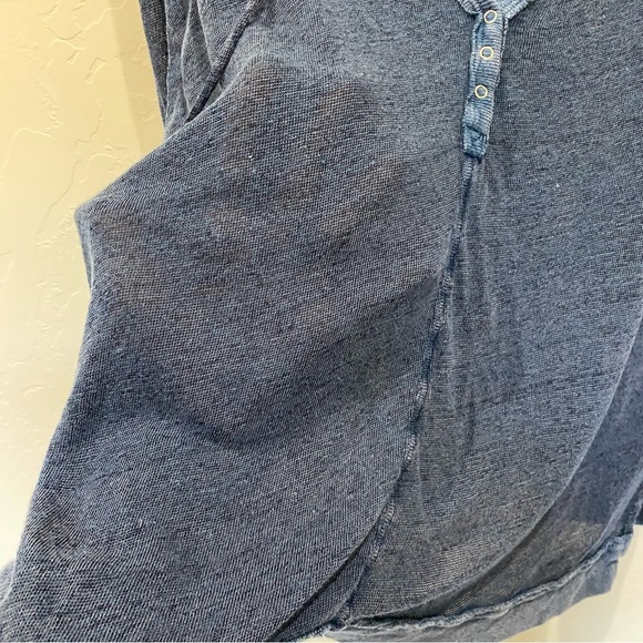 𝅺Free People Affogato Hacci Linen Blend Blouse Indigo Size S - Picture 9 of 9